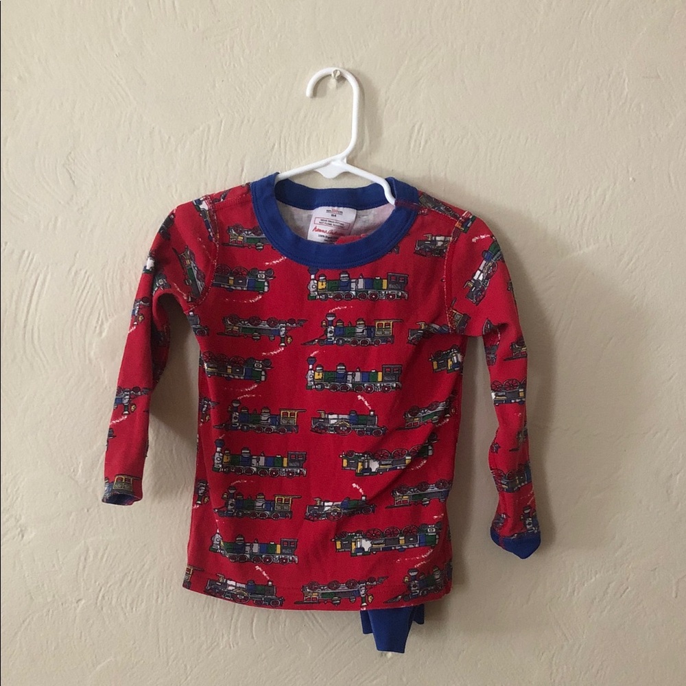 Hanna Andersson Red Train Pajama Set